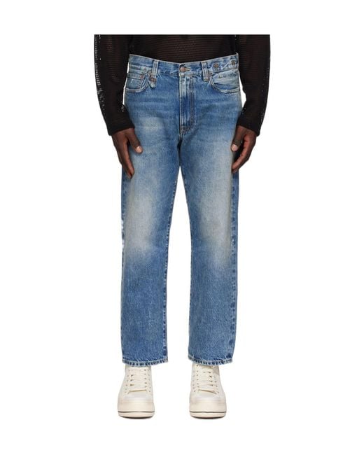 R13 Blue Belt Loop Denim Trousers for men