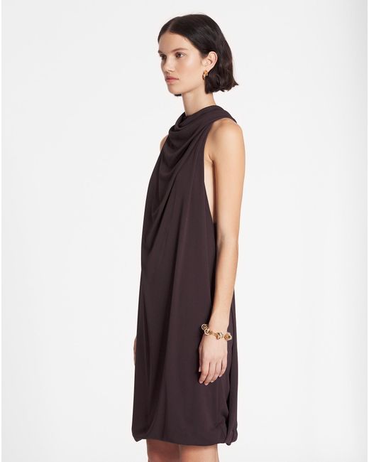 Lanvin Purple Logo Plaque Scarf Dress