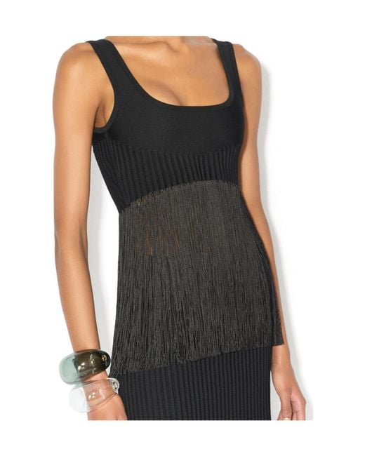 Alaïa Black Fringed Tank Top