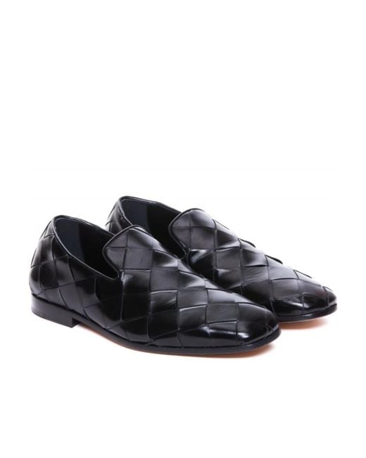 Bottega Veneta Black Intrecciato Roma Slippers for men
