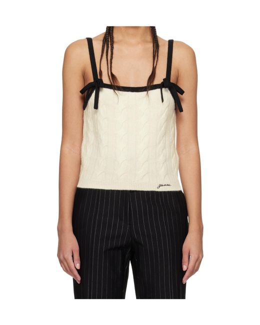 Ganni Multicolor Cashmere Mix Cable Knit Top