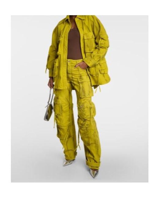 The Attico Yellow Fern Cotton Biker Jacket