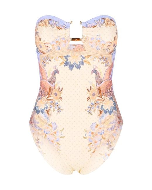 Zimmermann Natural Sleeveless One-Piece Swimsuit