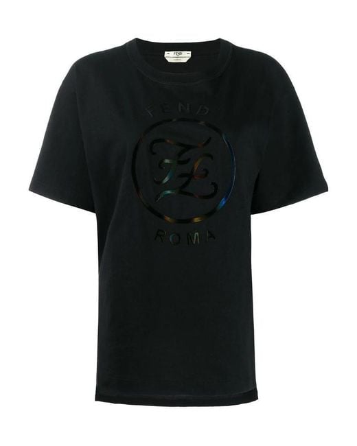 Fendi Black Front Logo T-Shirt