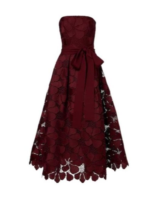 Elie Saab Red Silk-Blend Guipure Lace Cocktail Dress