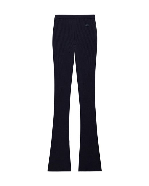 Courreges Blue Ribbed Flared-Leg Trousers