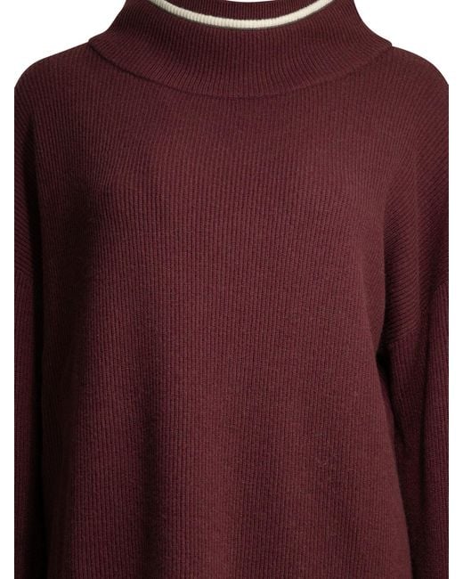 Brunello Cucinelli Purple Long-Sleeved Knit Dress