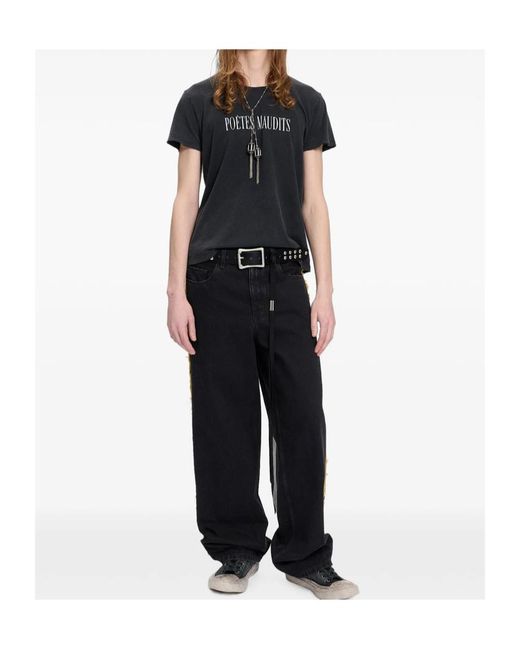 Ann Demeulemeester Black Slogan-Print Washed-Out T-Shirt for men