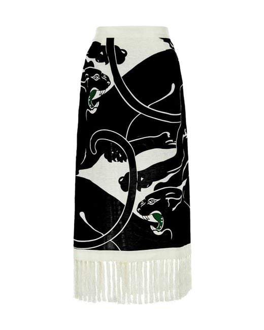 Valentino White Fringed Skirt