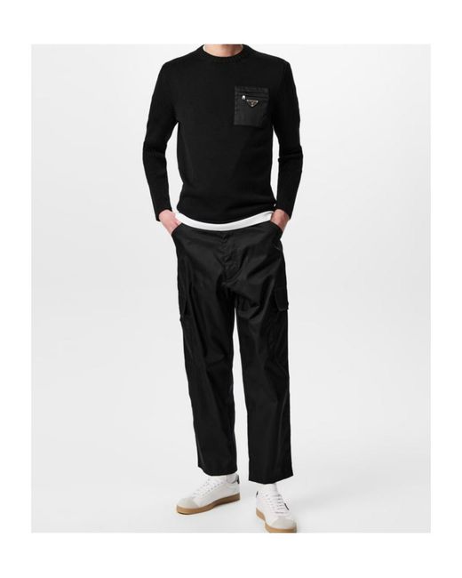 Prada Black Crewneck Wool Sweater for men