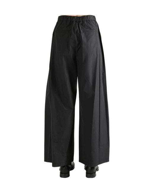 Amomento Black Pleated Wide-Leg Casual Pants