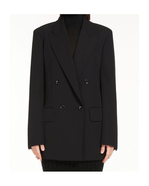 Max Mara Black Amaca Double-Breasted Long-Sleeved Jacket