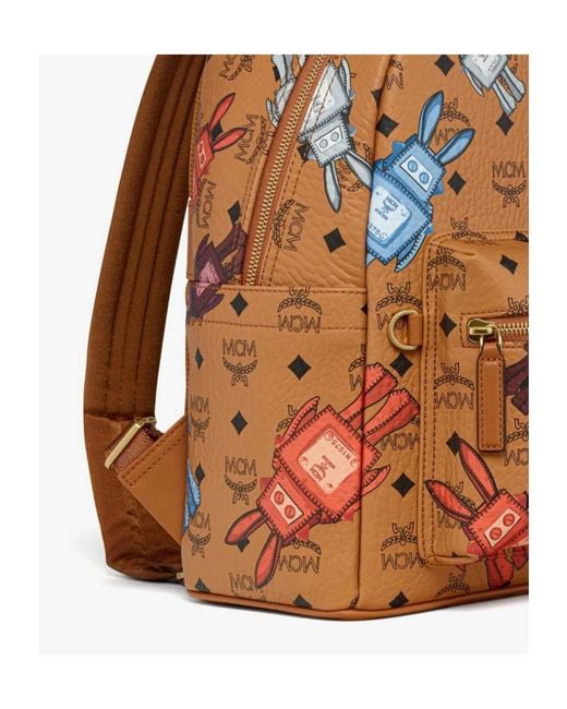 MCM Orange Stark Vi Printed Backpack for men