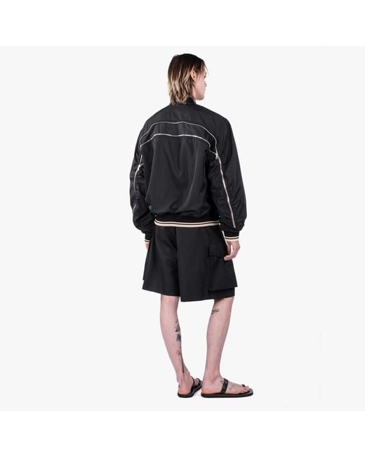 Dries Van Noten Black Zip Detailed Bomber Jacket for men