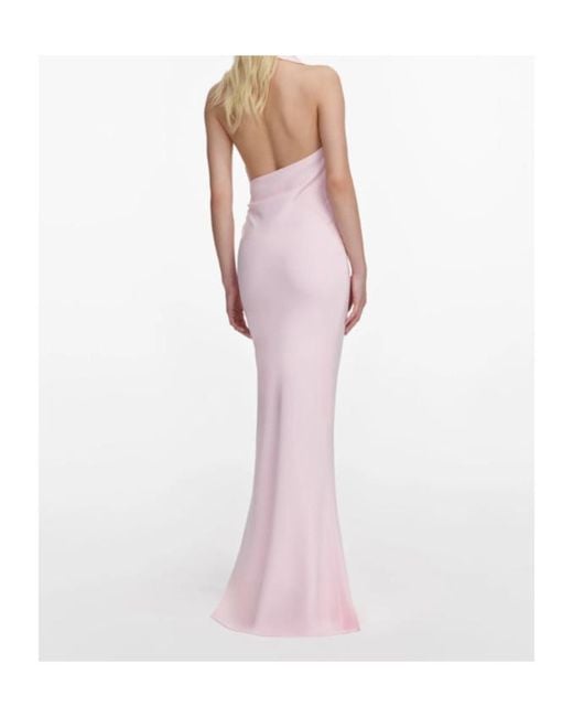 Self-Portrait Pink Cowl-Neck Draped Maxi Dress