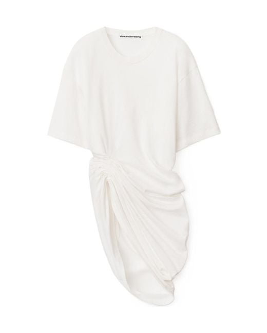 Alexander Wang White Draped-Waist Asymmetric T-Shirt
