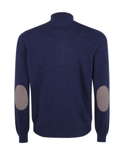 Gran Sasso Blue Half-Zipped Jumper for men