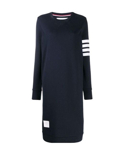 Thom Browne Blue 4-Bar Long-Sleeved Sweatshirt Dress