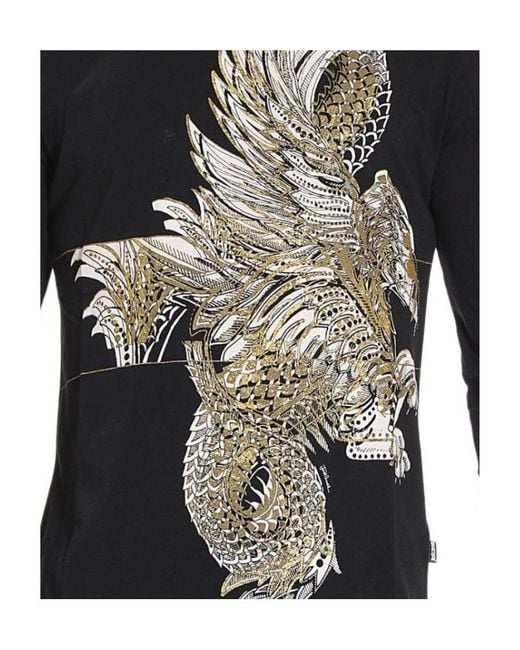 Just Cavalli Black Printed T-Shirt for men