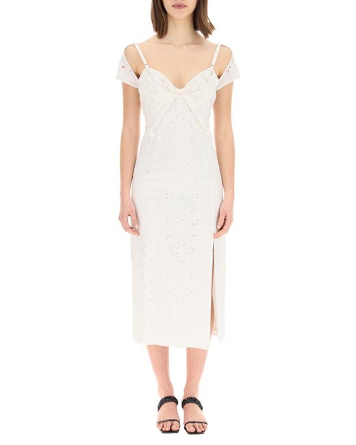 Jacquemus White Embroidered Midi Dress