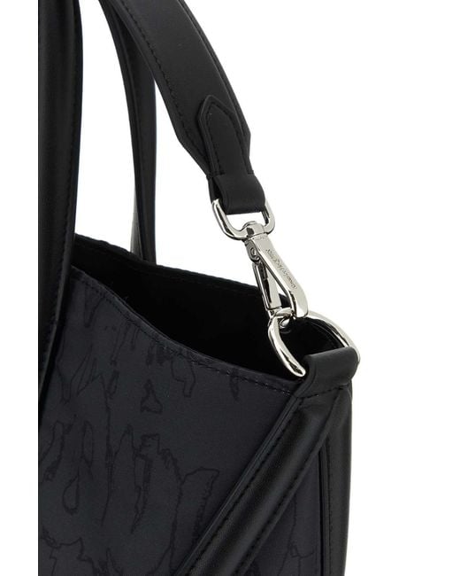 McQueen Black Logo Detailed Top Handle Bag for men