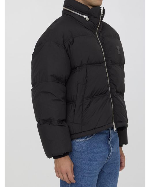 AMI Black Ami De Coeur Quilted Puffer Jacket for men