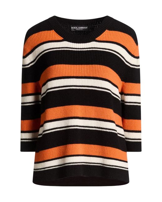 Dolce & Gabbana Black Striped Cashmere Knit Sweater
