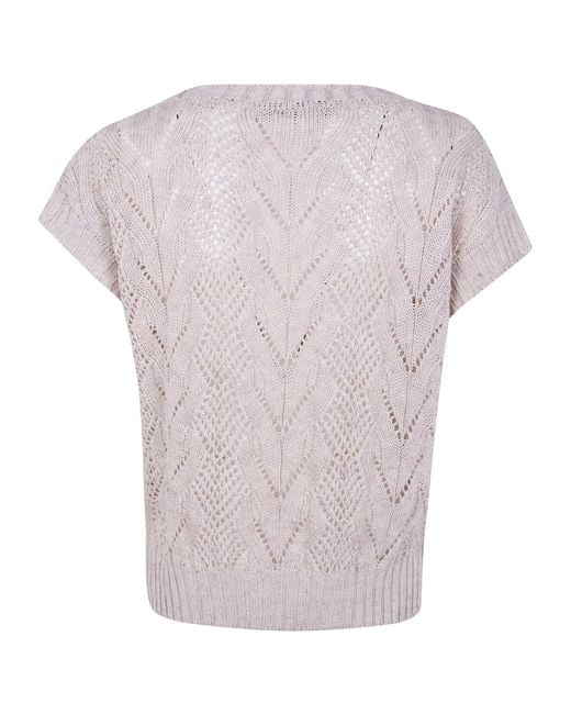 D.exterior Multicolor Open Knit Boat Neck Sweater
