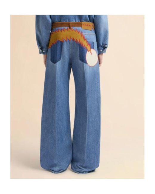 Marni Blue X Slawn Soldier Velvet Waistband Denim Trousers for men