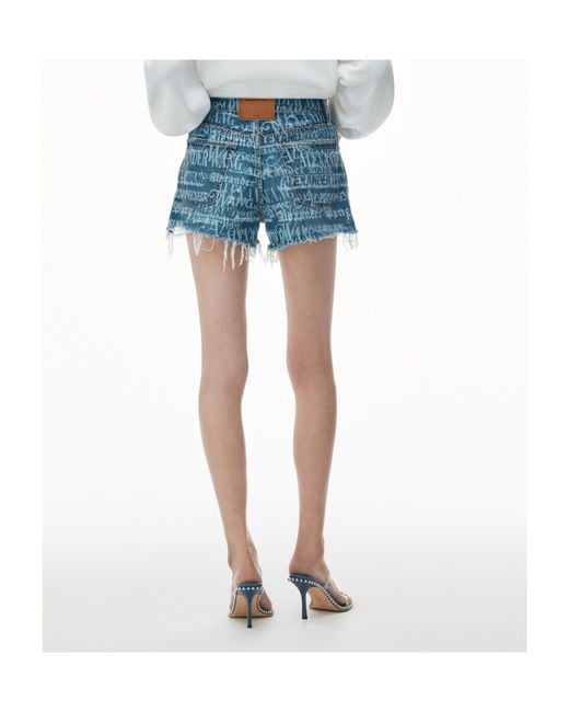 Alexander Wang Blue All-Over Logo Shorts
