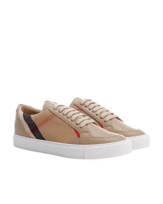 Burberry Brown Horse Check Lace-Up Sneakers