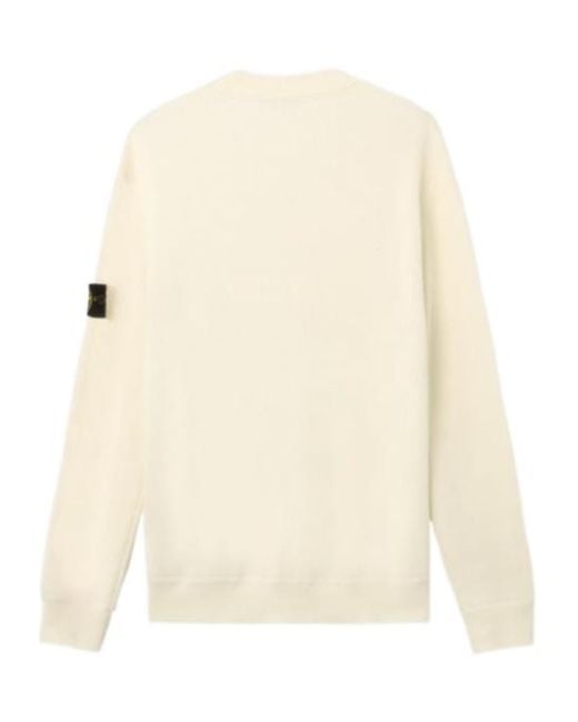 Stone Island White Logo Patch Crewneck Sweater for men