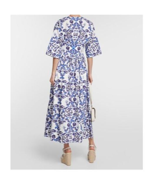 Emilia Wickstead Blue Elowen Printed Cotton Maxi Dress
