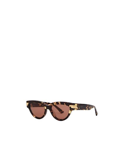 Bottega Veneta White Tortoiseshell Cat-Eye Sunglasses