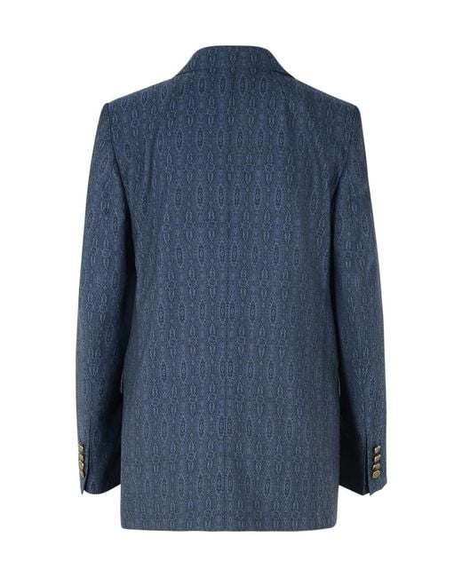 Etro Blue Paisley Printed Blazer