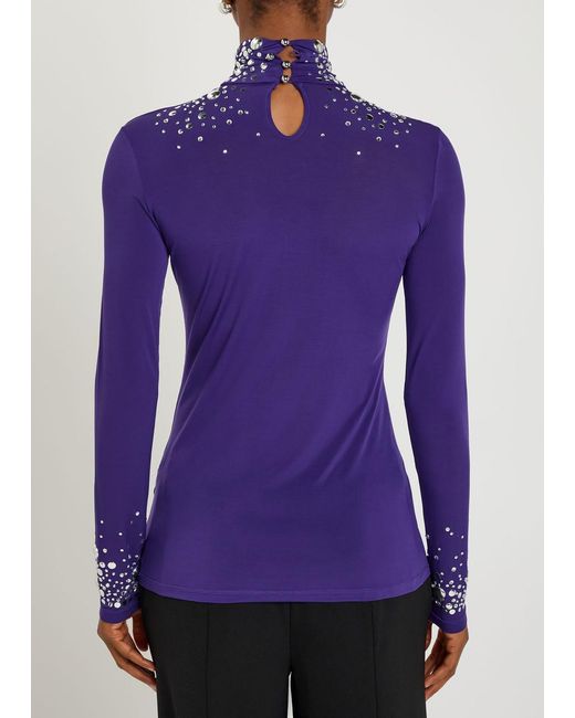 Rabanne Purple Stud-Embellished Stretch-Jersey Top