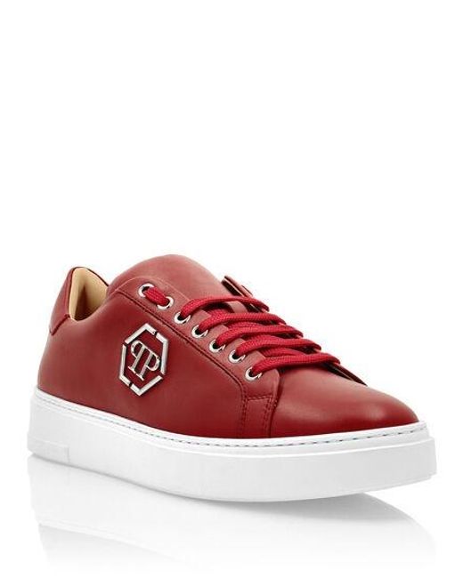 Philipp Plein Red Logo Casual Sneakers for men
