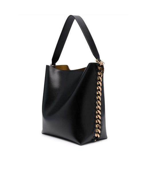 Stella McCartney Black Frayme Logo Charm Tote Bag