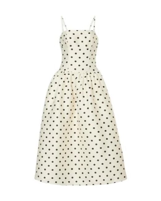 Self-Portrait White Polka-Dot Taffetta Corset Dress