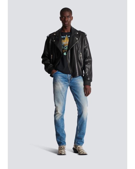 Balmain Blue Vintage Effect Mid Rise Jeans for men