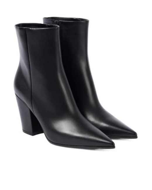Gianvito Rossi Black Pointed Toe Zipper Leather Boots