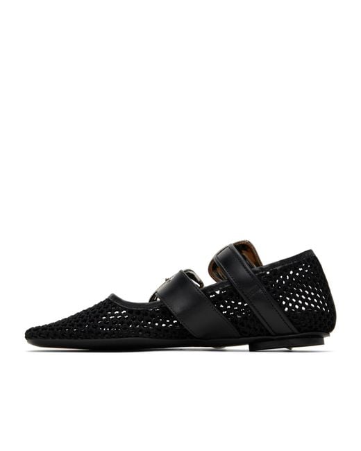 Toga Black Crochet Mesh Ballet Flats