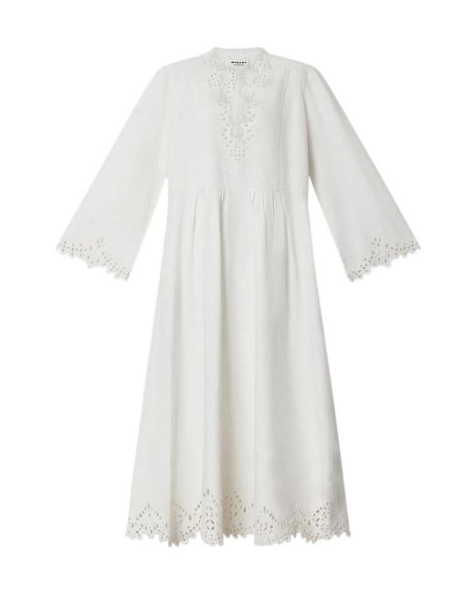 Isabel Marant White Isabel Marant Étoile Tianny Long Sleeve Midi Dress