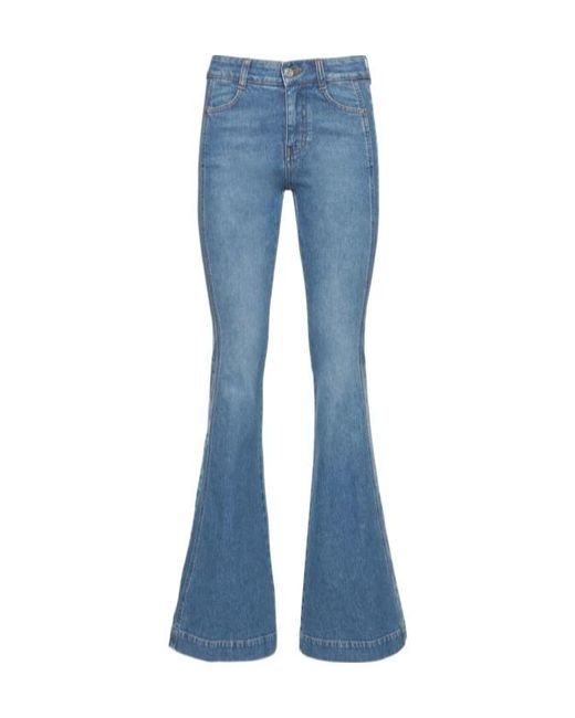 Stella McCartney Blue Side Logo High Waist Flared Jeans