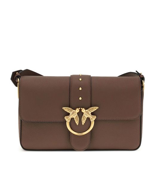 Pinko Brown Love One Slouchy Shoulder Bag