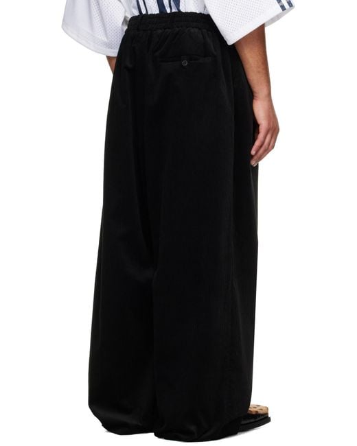 Martine Rose Black Wide-Leg Corduroy Elasticated Waistband Trousers for men