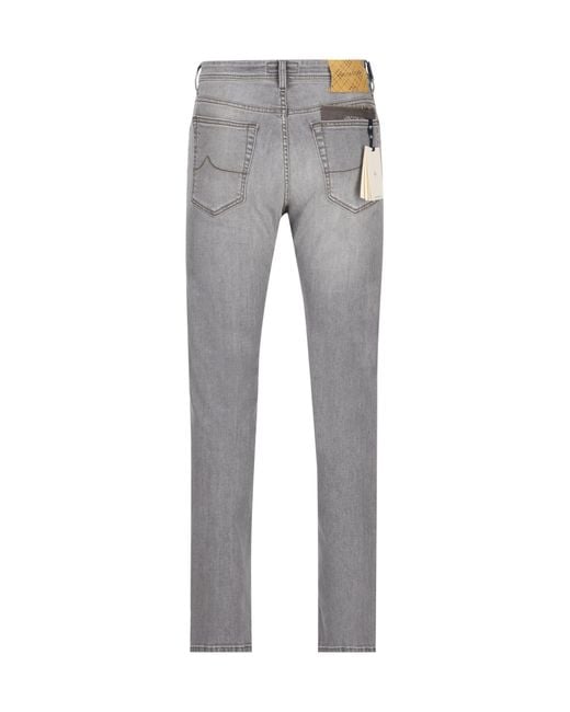 Jacob Cohen Gray Faded Straight-Leg Jeans for men