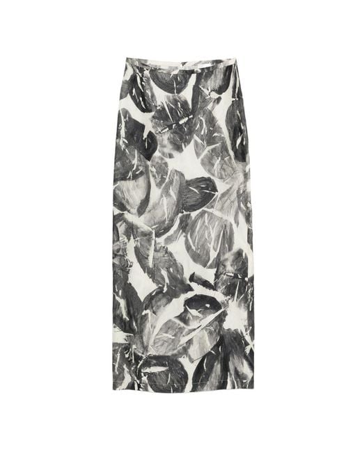 Alysi Gray Zip-Fastening Midi Skirt