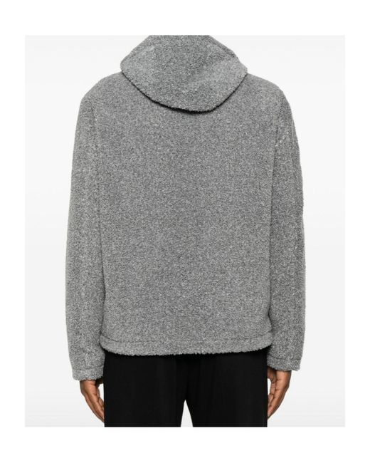 Herno Gray Hooded Bouclé-Effect Coat for men