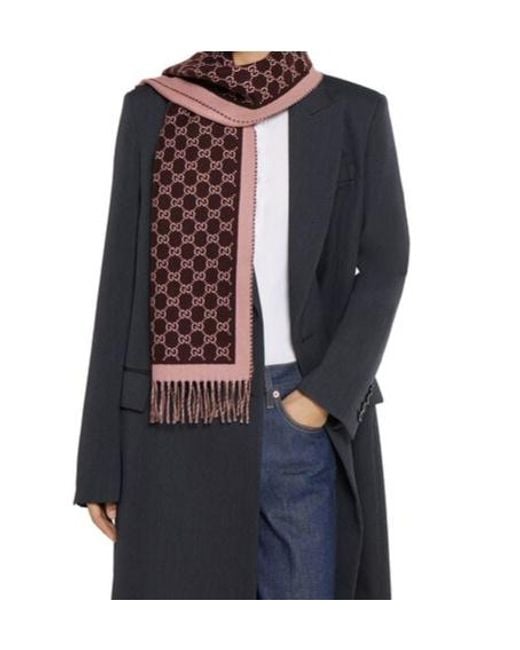 Gucci Multicolor Gg Fringe Detailed Knitted Scarf